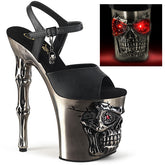 8 Inch Heel RAPTURE-809-LT Black Pu-Pewter